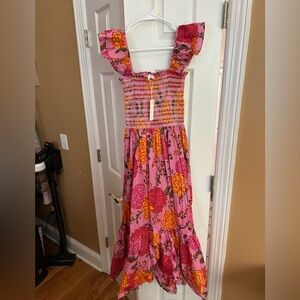 Olivaceous Pink and Orange Smocked Dress